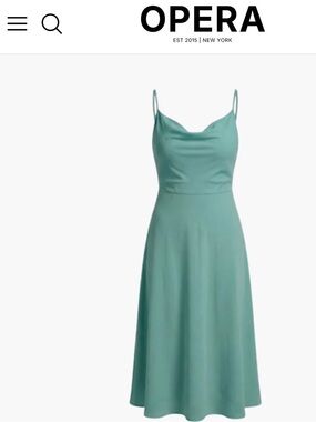 Opera Teal Satin Cowl-Neck Midi Dress